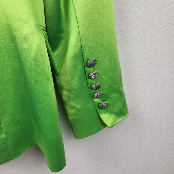 Retrofete Saige Double Breasted Blazer in Lime Punch Green Size Small Satin - Picture 9 of 13